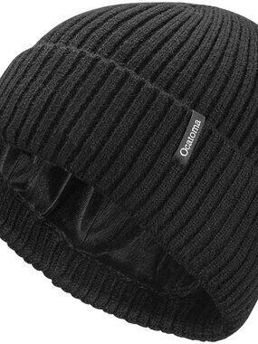 Unisex Black Warm Knit Winter Pull-On Cuffed Beanie Soft Classic Ski Skull Cap